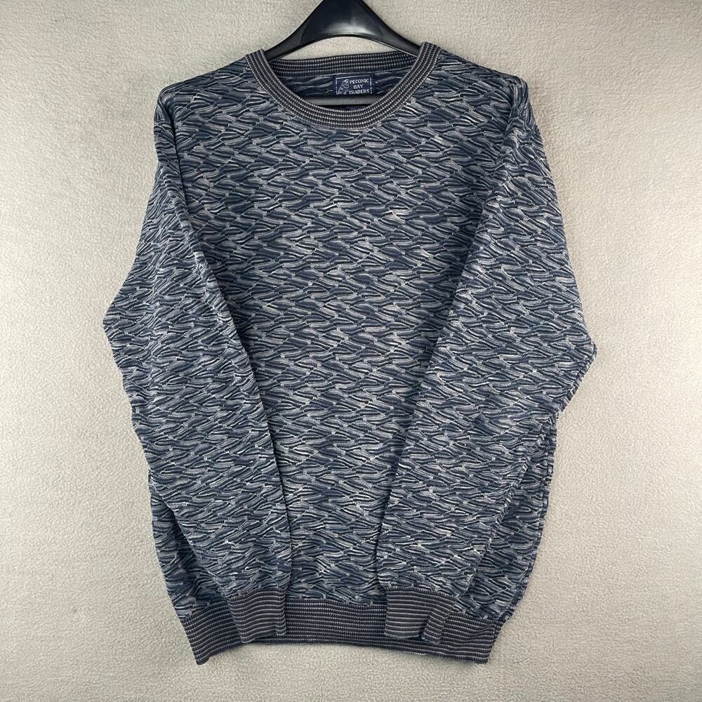Vintage Peconic Bay Traders Textured Long Sleeve Men’s Large Sweater 100% Cotton